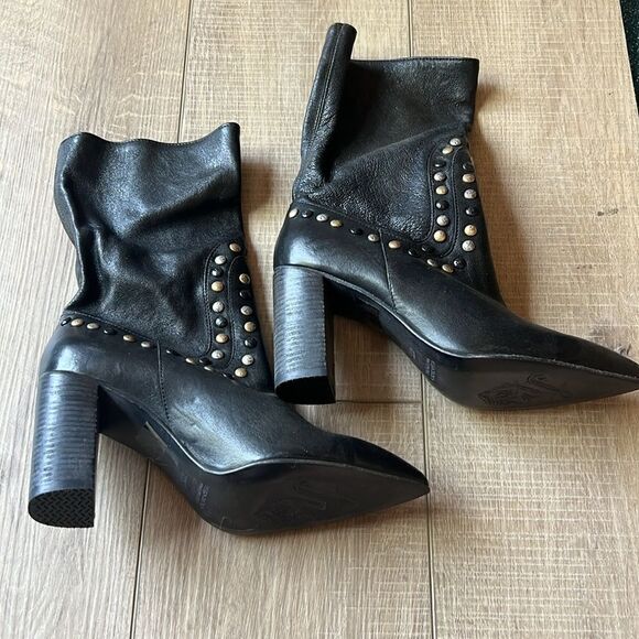 Free People Studded Dakota Boots Black Leather NWOB US 7.5 - Picture 3 of 11